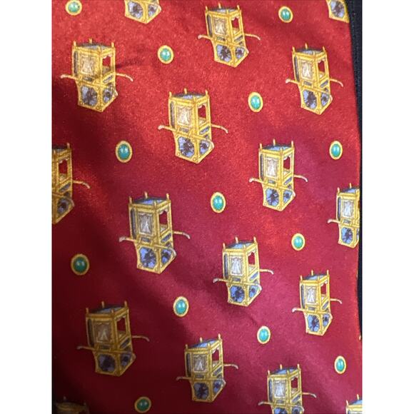 Faberge 100% Silk Men’s Tie Red Faberge Pattern Vintage RARE 4x58 - Picture 2 of 5